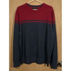 Banana Republic Merino Wool Sweater Men's Sz XL Red Gray Color Block Lightweight